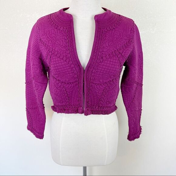 Soft Surroundings Purple Crop Boho Tassel Jacket Coat Size XS - Picture 1 of 7